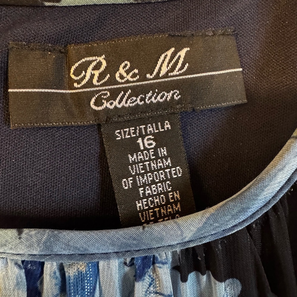 R & M Richards Black Floral Asymmetrical Evening Dress - Picture 2 of 4